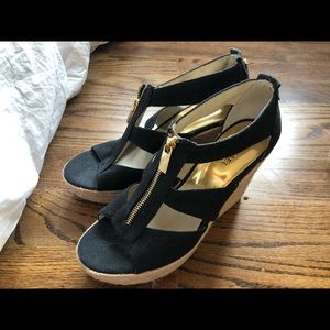 Navy Fabric Michael Kors Wedges